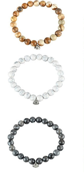 Drei Armbänder aus Naturstein, Anti-Raucher-Werbung, No Negativity, Gesundheitsförderung.