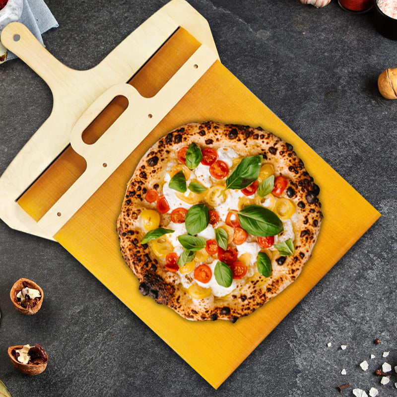 Flytbar pizzaspade lavet af birketræ med skydemekanisme – Fornello