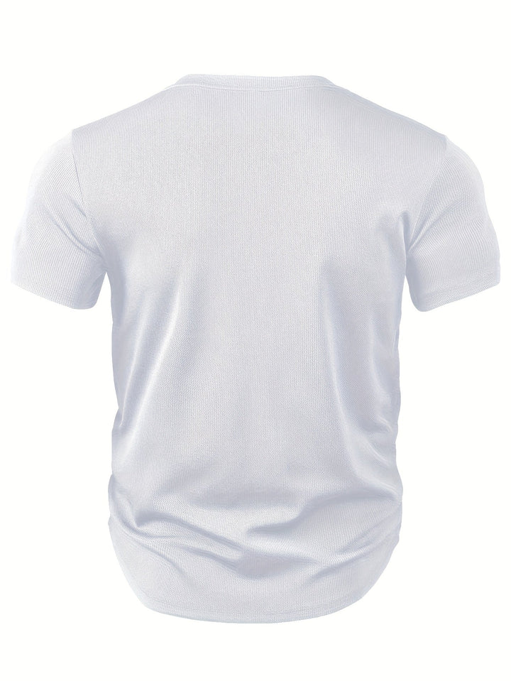 Herre-T-shirt med dyb V-hals og tekstur – Rafael