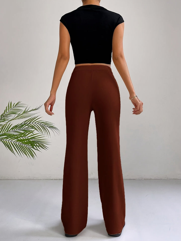 Trendy højtaljede plisserede damebukser - Emilia