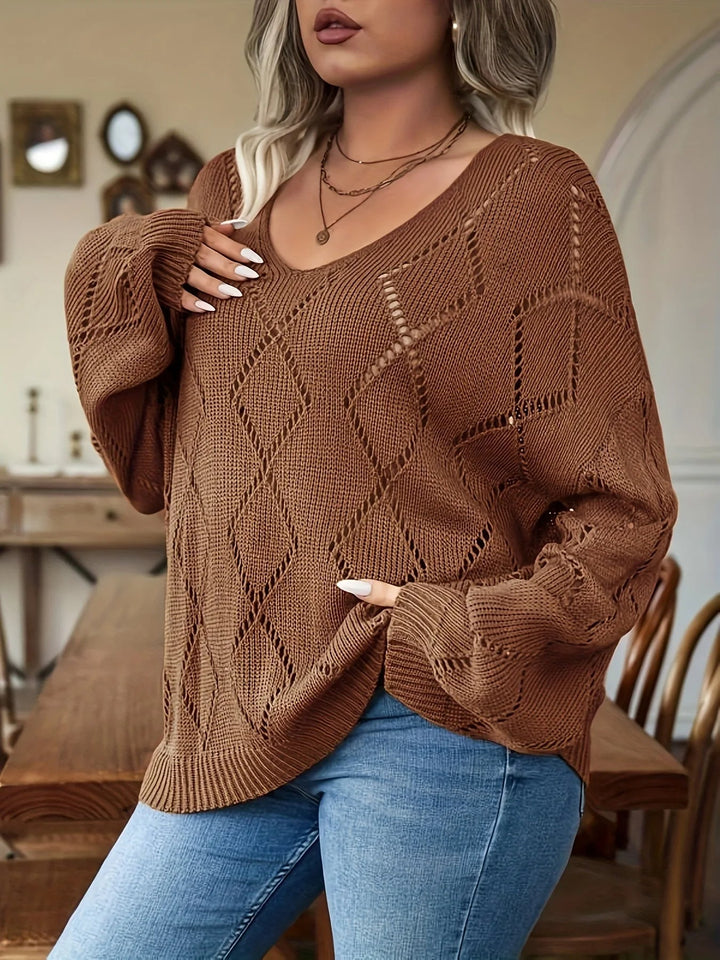Dame Oversize Striktrøje i Plus Size – Marietta