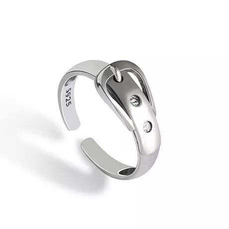 Silberner 925-Ring mit Schraubenschlüssel-Design und Zirkonia-Steinen, verstellbar, Unisex-Schmuck.