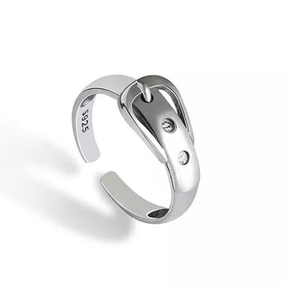 Silberner 925-Ring mit Schraubenschlüssel-Design und Zirkonia-Steinen, verstellbar, Unisex-Schmuck.