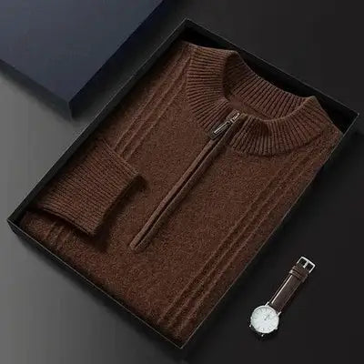 Varm casual herresweater med halv lynlås - Logan