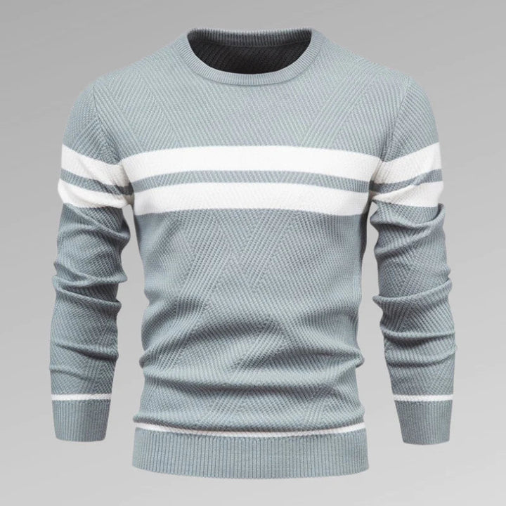 Herre stribet strikpullover med rund halsudskæring – Fabio