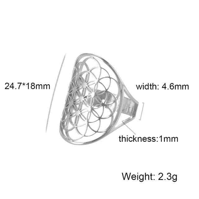 Silberring mit geometrischem Muster, 24.7x18mm, Breite 4.6mm, Gewicht 2.3g, Schmuckdesign.