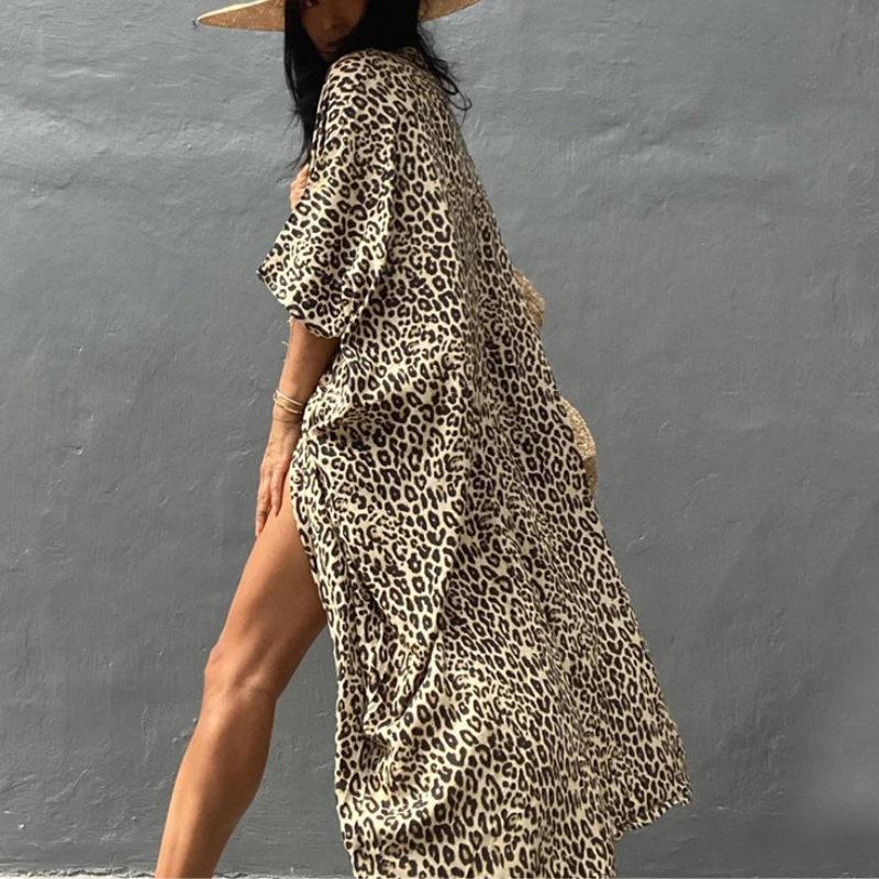Boho chiffon strandbluse med kimonoærmer – Ziva