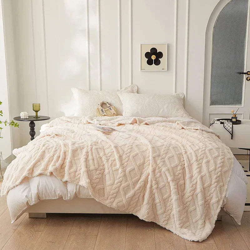 Tosidet fortykket lammeuldstæppe - CozyLuxe