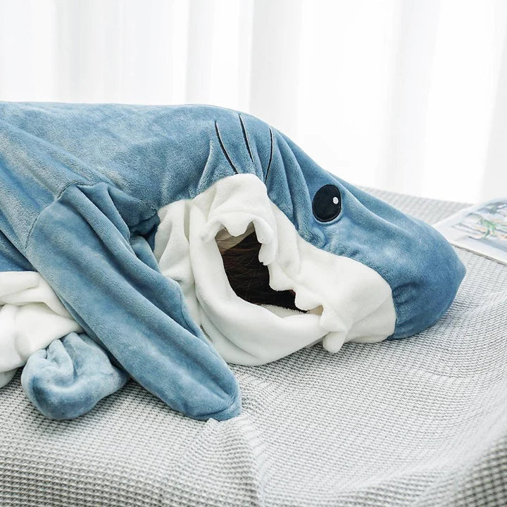Ultrablød haj-onesie til børn og voksne - ChompChill