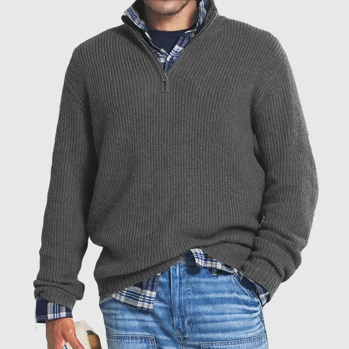 Casual Herresweater med Lynlås - Max