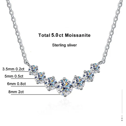 Moissanit Halskette 5.0 ct, Sterling Silber, funkelnde Steine, elegantes Schmuckdesign
