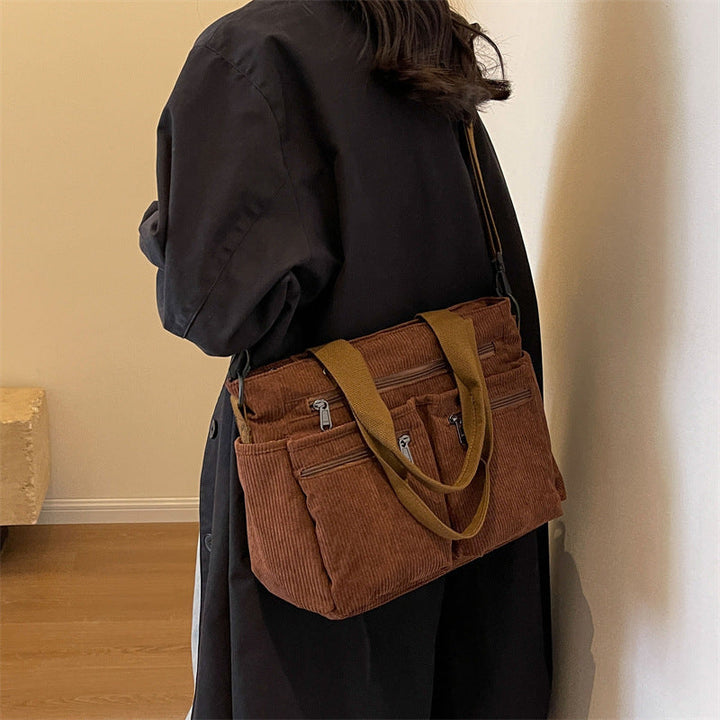 Trendy ribfløjl skuldertaske - VelvetVogue