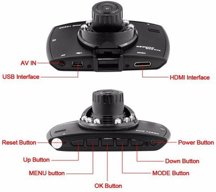Dual Lens Car Dash Cam G30 2.7" LCD Full HD 1080P med G-Sensor