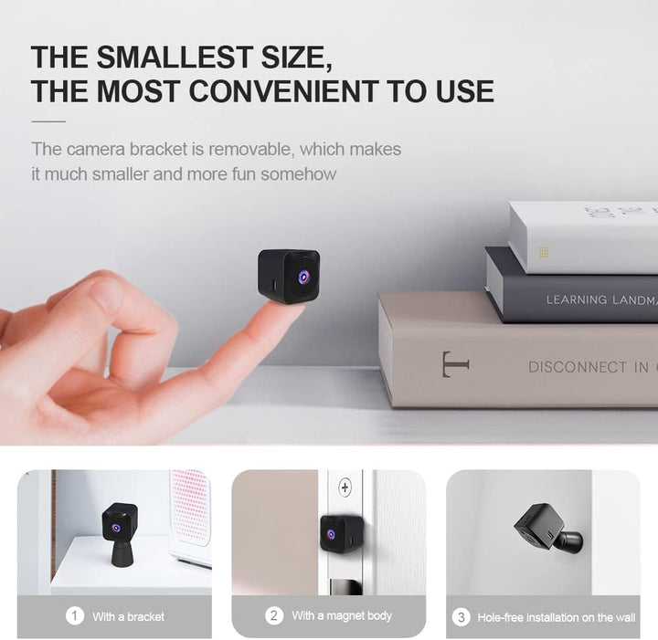 Mini sikkerhedskamera 4K WiFi skjult indendørs kamera med nattesyn