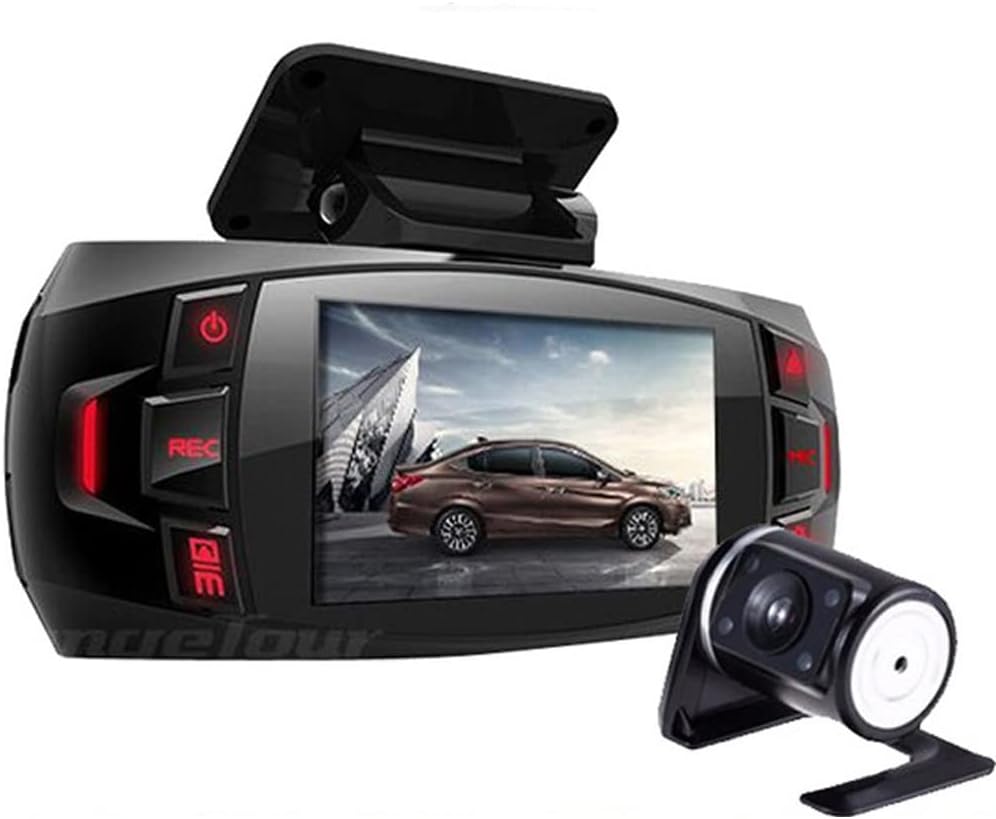 Dual Kamera Dash Cam 2,7" LCD med 170° Vidvinkel og Bagudsigtskamera
