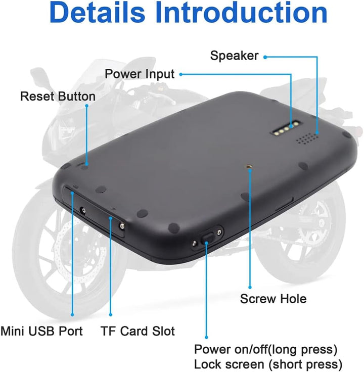 Bærbar motorcykelmonitor med 5" (12,7 cm) IPS-skærm – RideMate