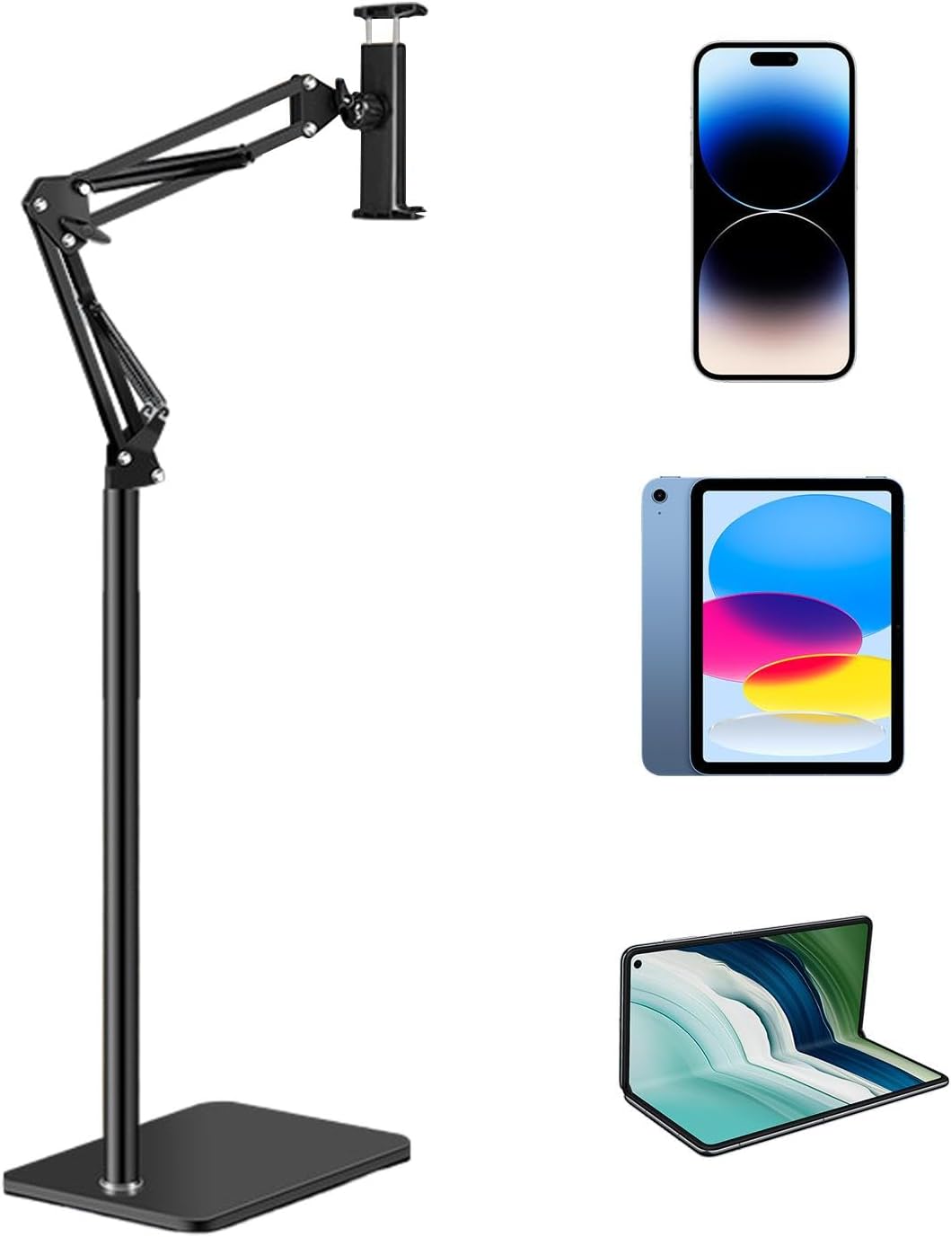 Justerbar 360° telefon- og tablet-gulvstand – Movira