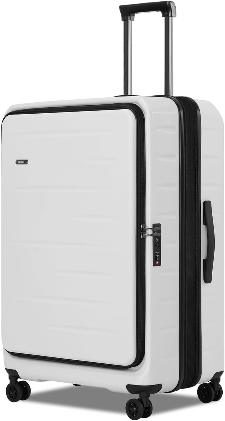 Udvidelig hardshell-kuffert med frontlomme og TSA-lås