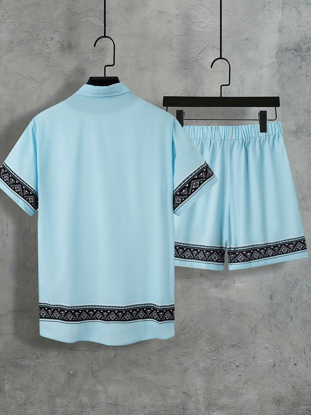 Boho sommersæt til herrer, todelt skjorte og shorts, afslappet - Malik