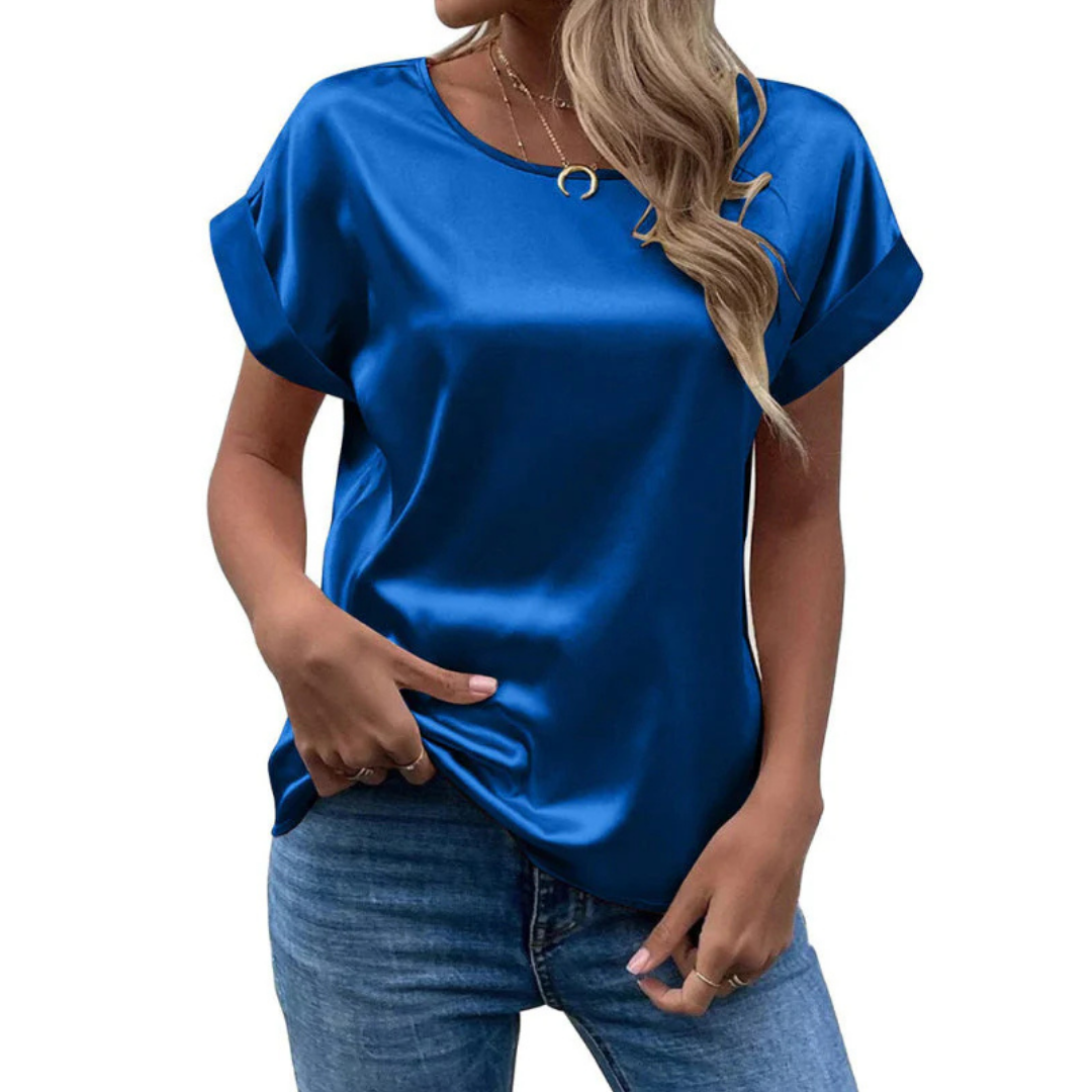 Satineret trend-T-shirt med løs pasform til damer – Leona