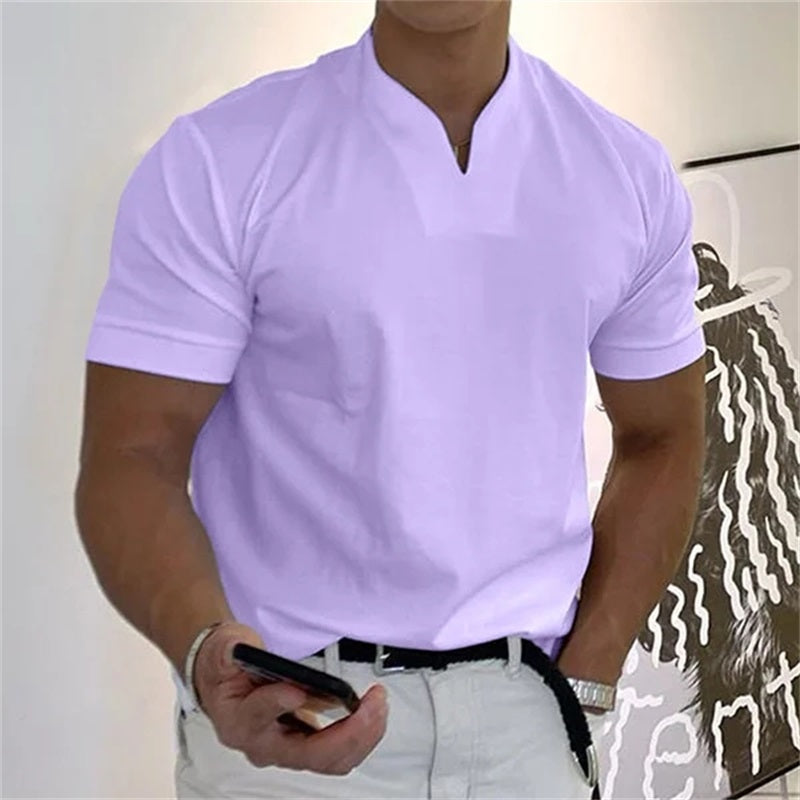 Åndbar herre-fitness-T-shirt med V-hals – Timo