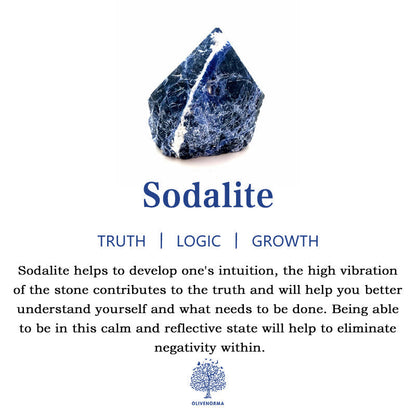 Sodalith Kristall, blau-weiß, fördert Intuition, Wahrheit, Wachstum, spiritueller Heilstein.