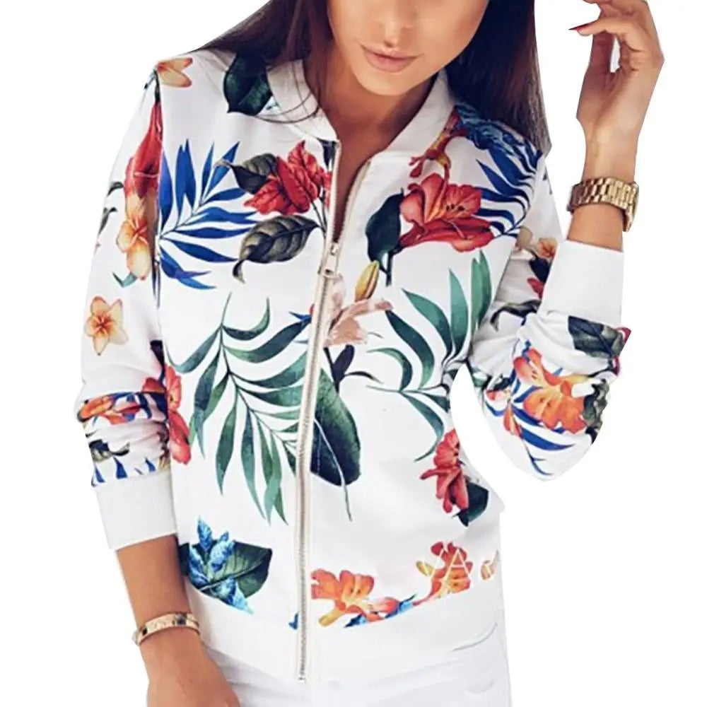 Langærmet sommerjakke til damer med blomsterprint – Liora