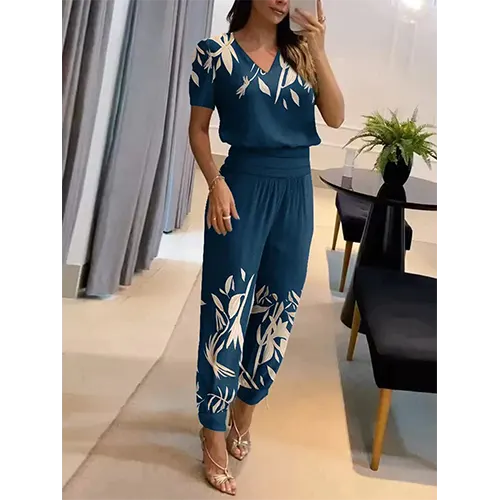 Trendy damejumpsuit med korte ærmer og vide ben – Alina