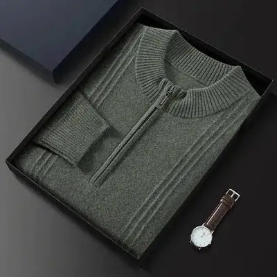 Varm casual herresweater med halv lynlås - Logan