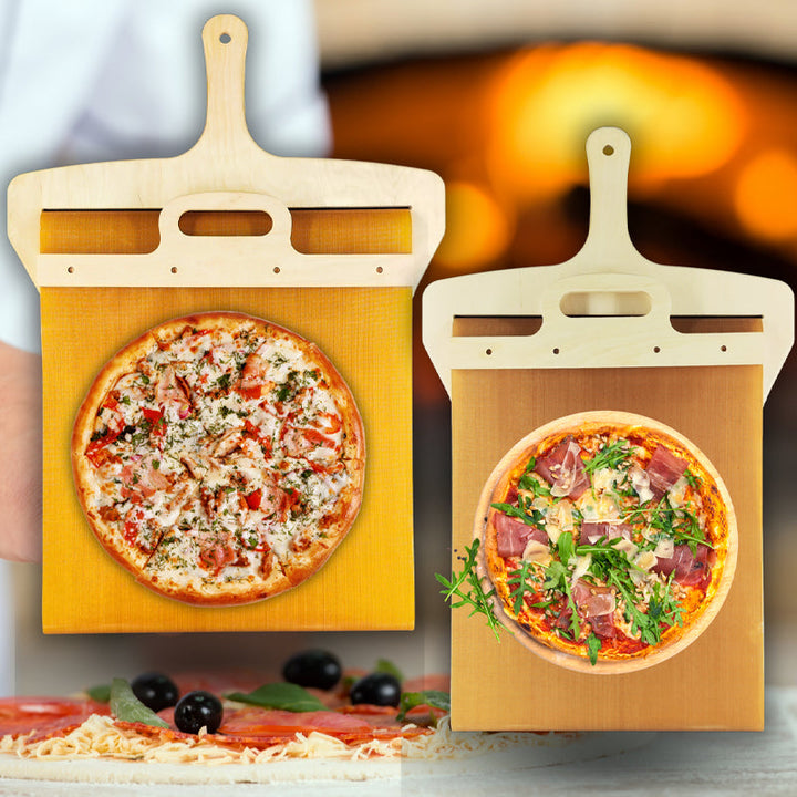 Flytbar pizzaspade lavet af birketræ med skydemekanisme – Fornello