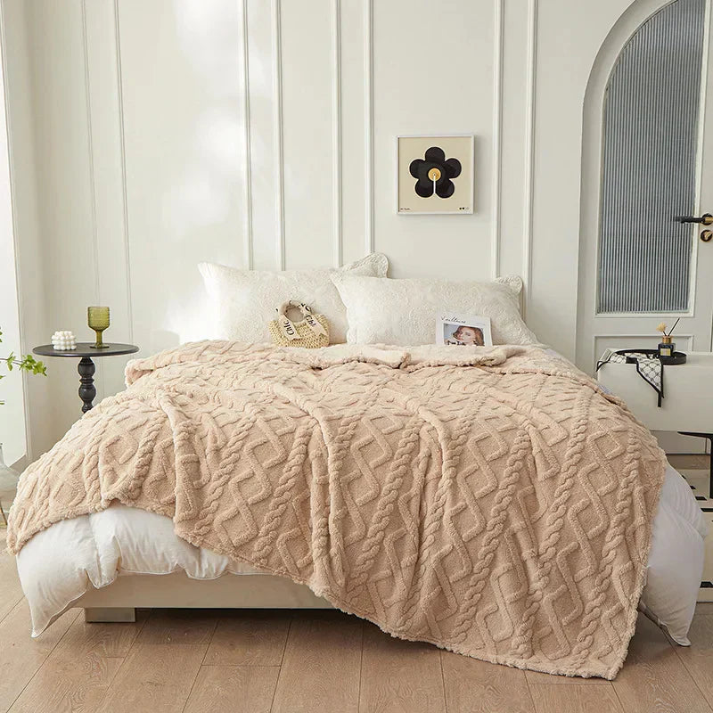 Tosidet fortykket lammeuldstæppe - CozyLuxe