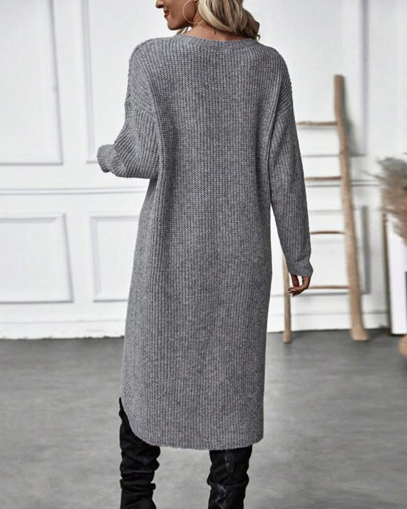 Stilfuld Ensfarvet Sweaterkjole - Lina