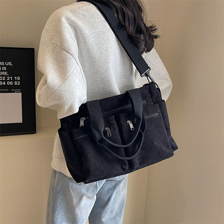 Trendy ribfløjl skuldertaske - VelvetVogue