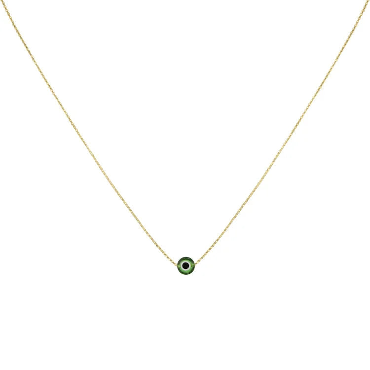 Goldene Halskette mit grünem Anhänger, minimalistisches Design, eleganter Schmuck für Damen.