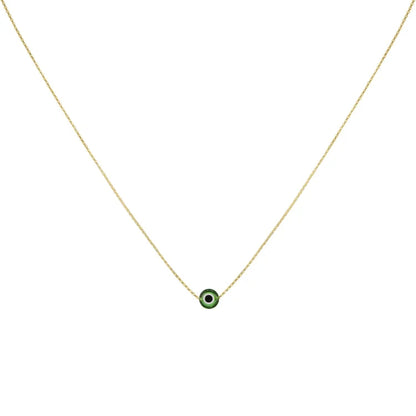 Goldene Halskette mit grünem Anhänger, minimalistisches Design, eleganter Schmuck für Damen.
