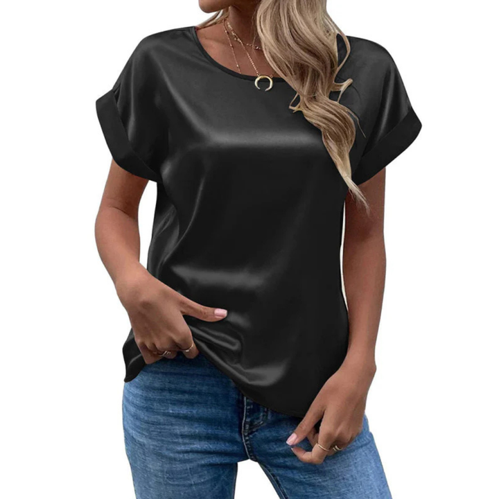Satineret trend-T-shirt med løs pasform til damer – Leona