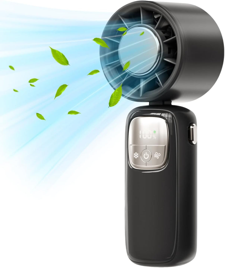 Bærbar sammenklappelig håndholdt ventilator med LED-skærm