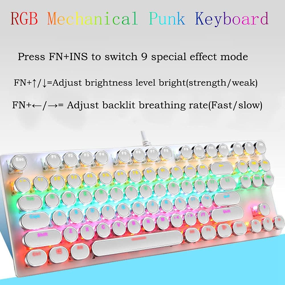 87-tastet mekanisk gaming tastatur RGB baggrundsbelyst blå kontakt