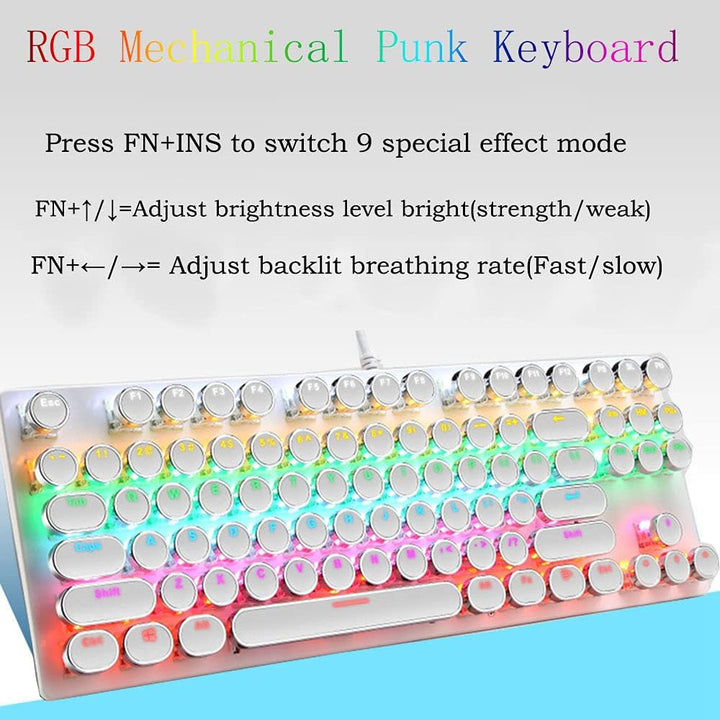 87-tastet mekanisk gaming tastatur RGB baggrundsbelyst blå kontakt