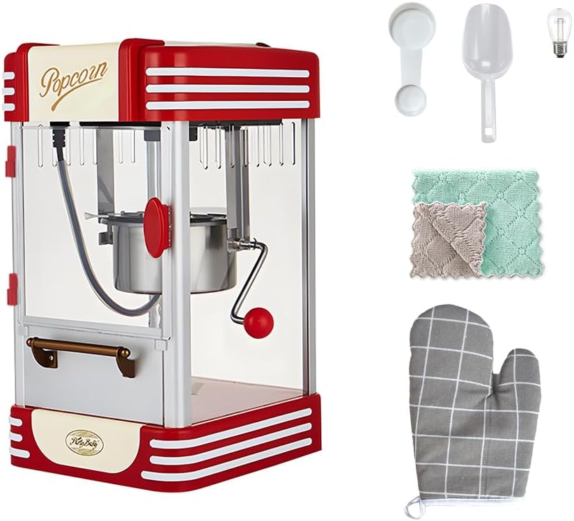 Retro Red Elektrisk Bord Popcornmaskine med Timer – Calvano