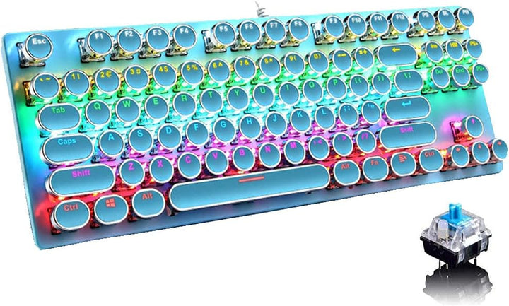 87-tastet mekanisk gaming tastatur RGB baggrundsbelyst blå kontakt
