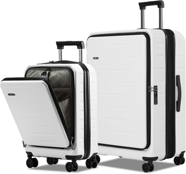 Udvidelig hardshell-kuffert med frontlomme og TSA-lås