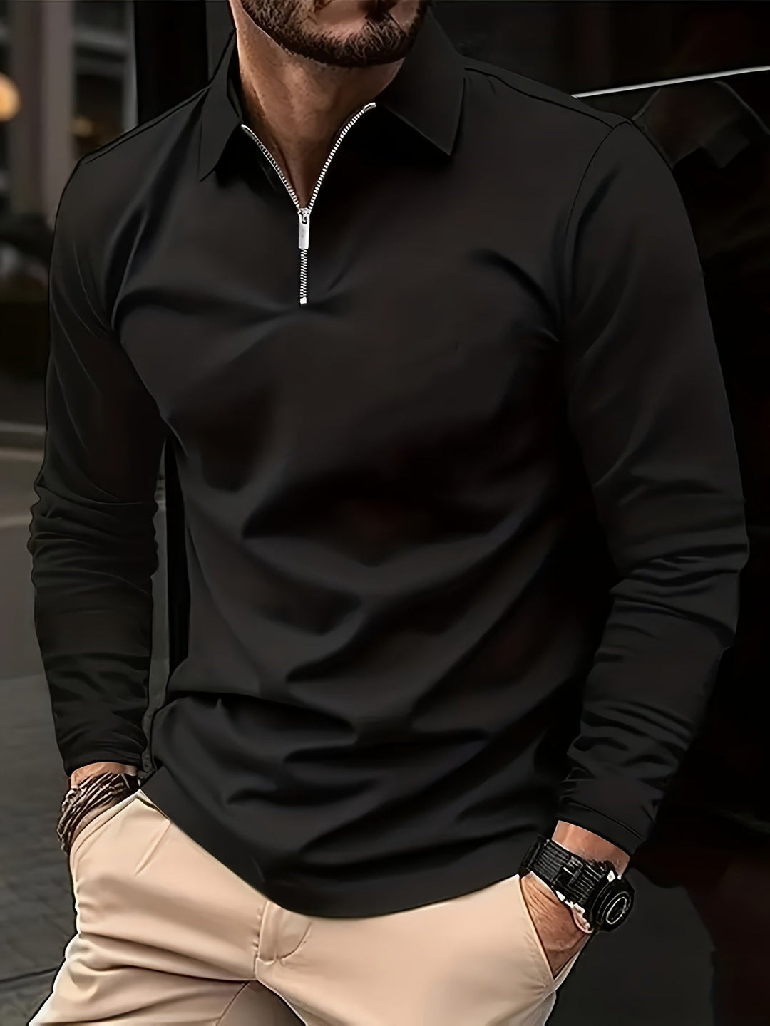 Basic herre-T-shirt med lange ærmer - Lucas