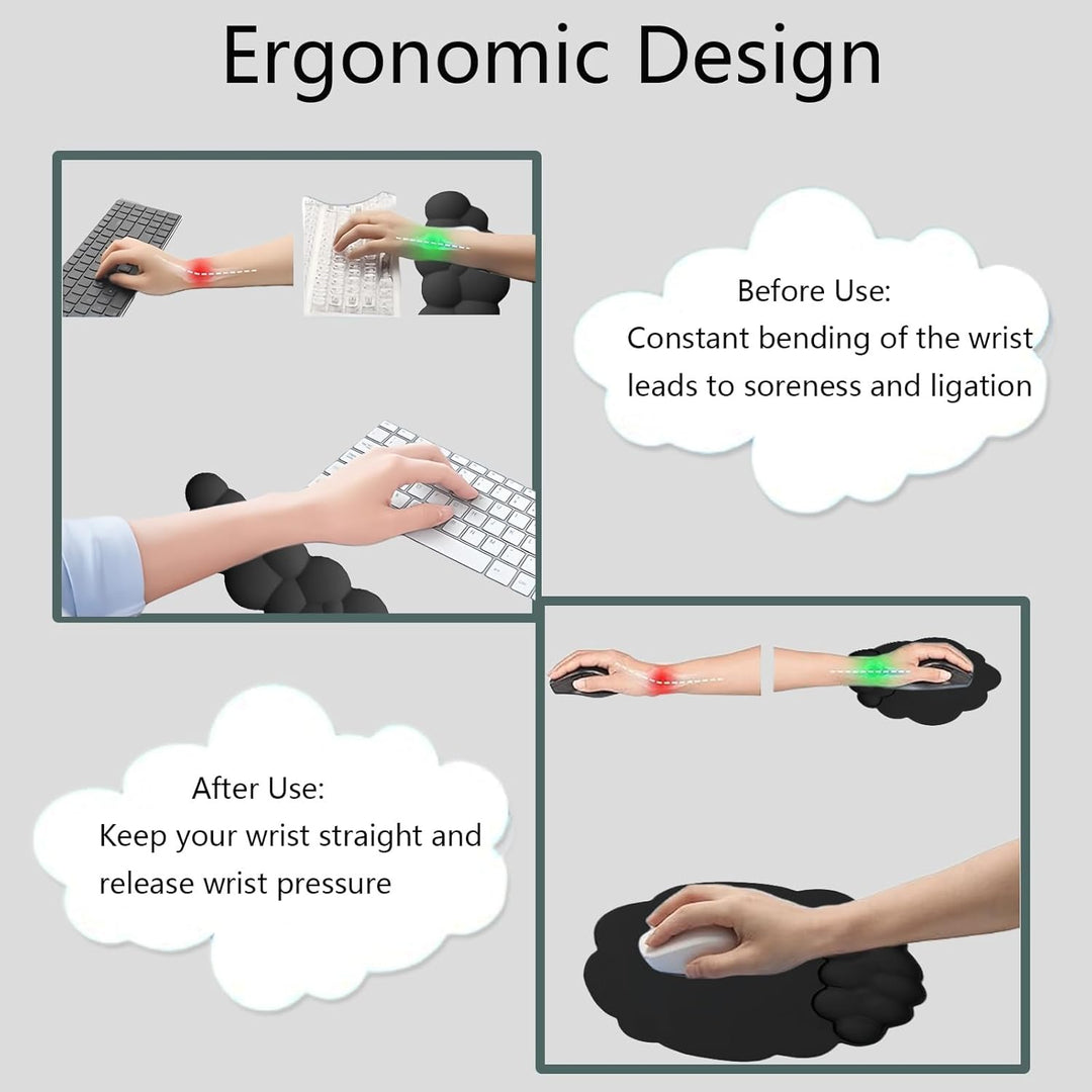 Cloud-formet ergonomisk håndledsstøtte sæt med musemåtte og coaster – Zeyora