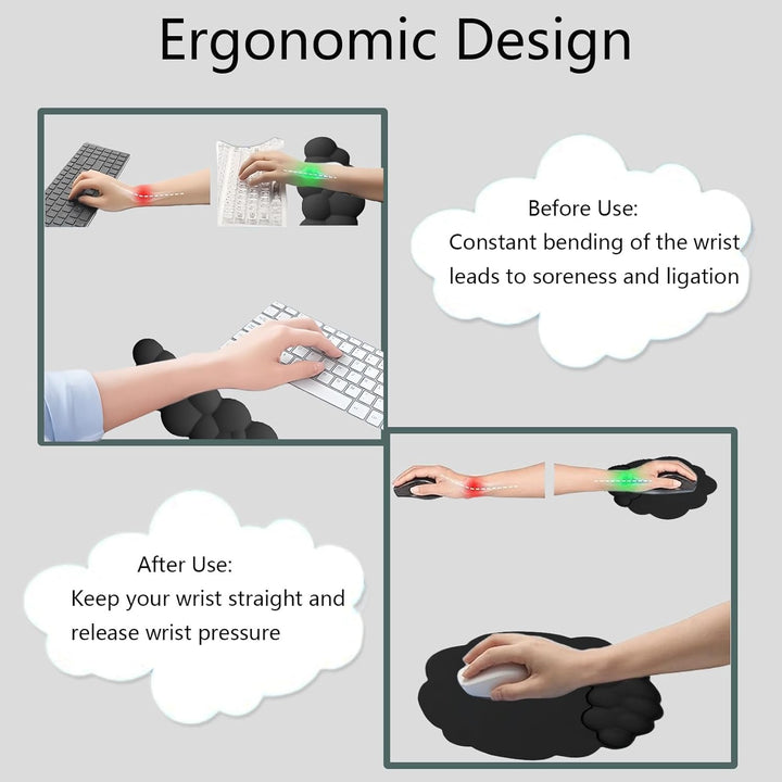 Cloud-formet ergonomisk håndledsstøtte sæt med musemåtte og coaster – Zeyora
