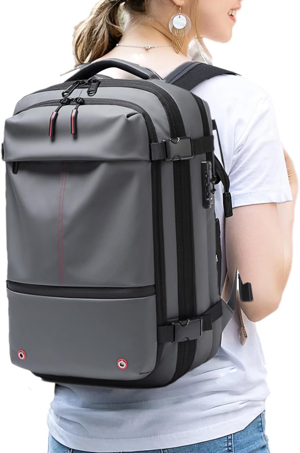 Air Vacuum Backpack – Udvidelig 60L Vandtæt Rejsemul med Laptop Compartment – Trivora
