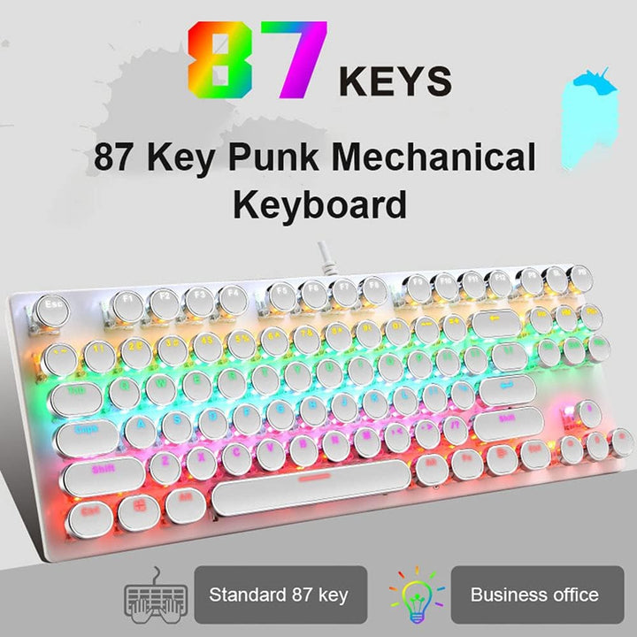 87-tastet mekanisk gaming tastatur RGB baggrundsbelyst blå kontakt