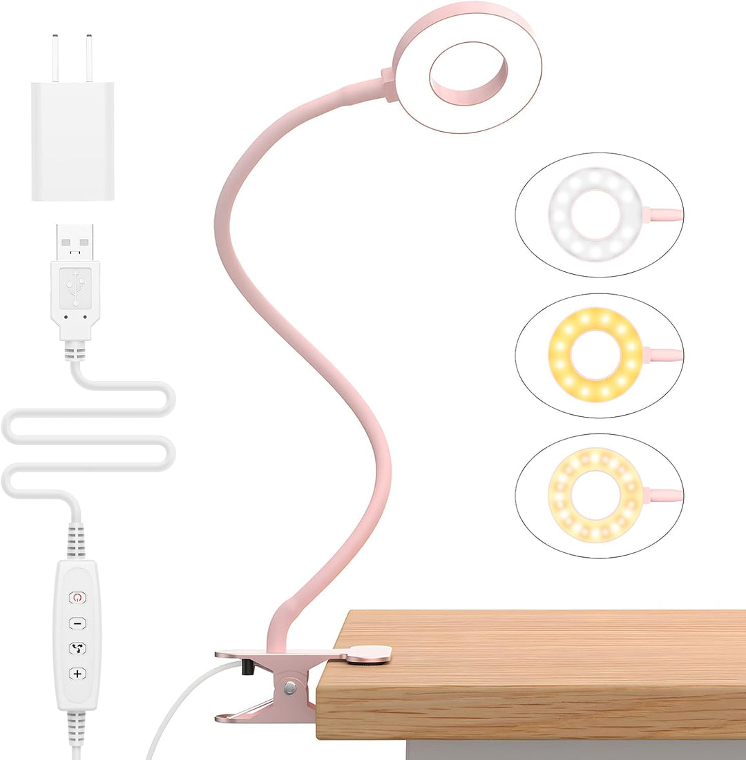 3 Farvemodi LED Bordklemplampe med & Fleksibel Gåsehals – Selvara