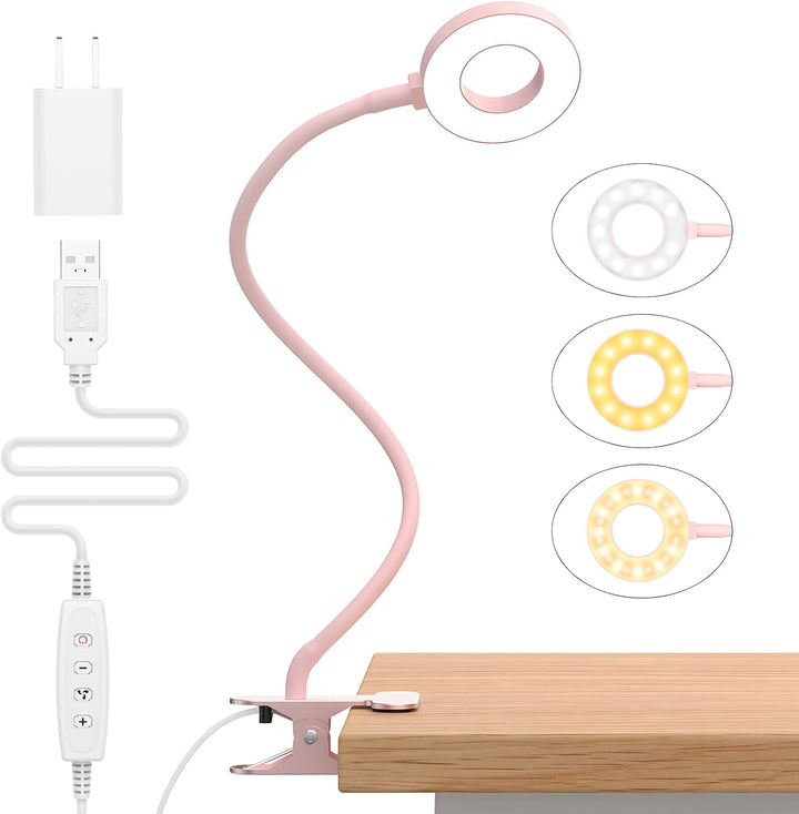 3 Farvemodi LED Bordklemplampe med & Fleksibel Gåsehals – Selvara
