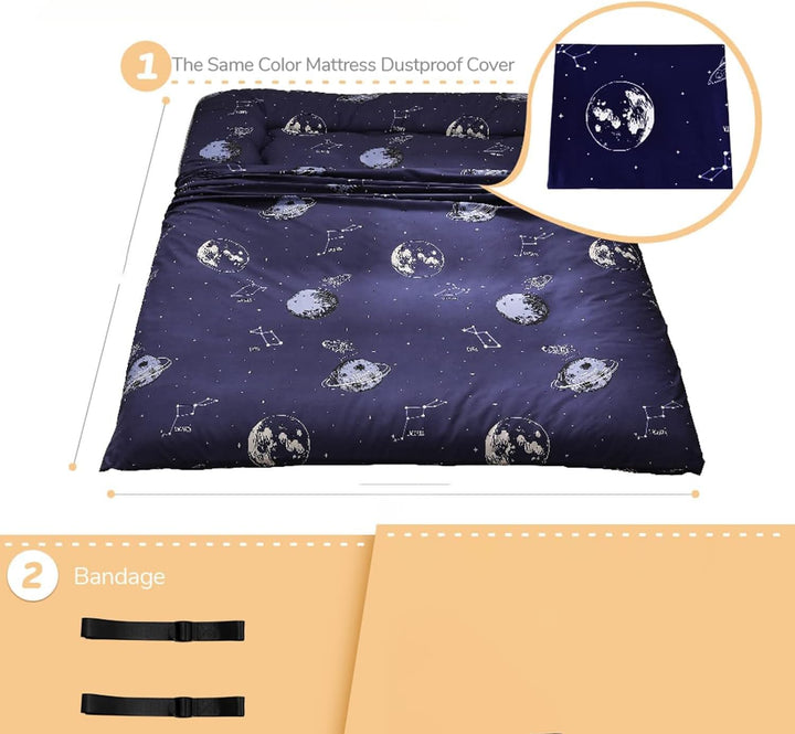 Foldbart japansk futon gulvmadras med hukommelsesskumsstøtte – Arivon